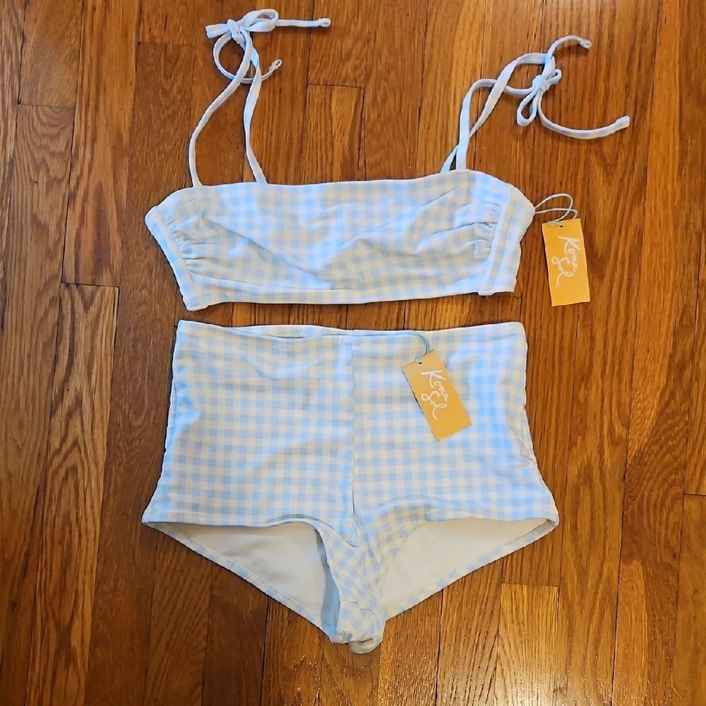 Kona Sol Light Blue Gingham Bikini